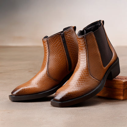 Men’s Stylish 2-Inch Height Boosting Ankle Boots