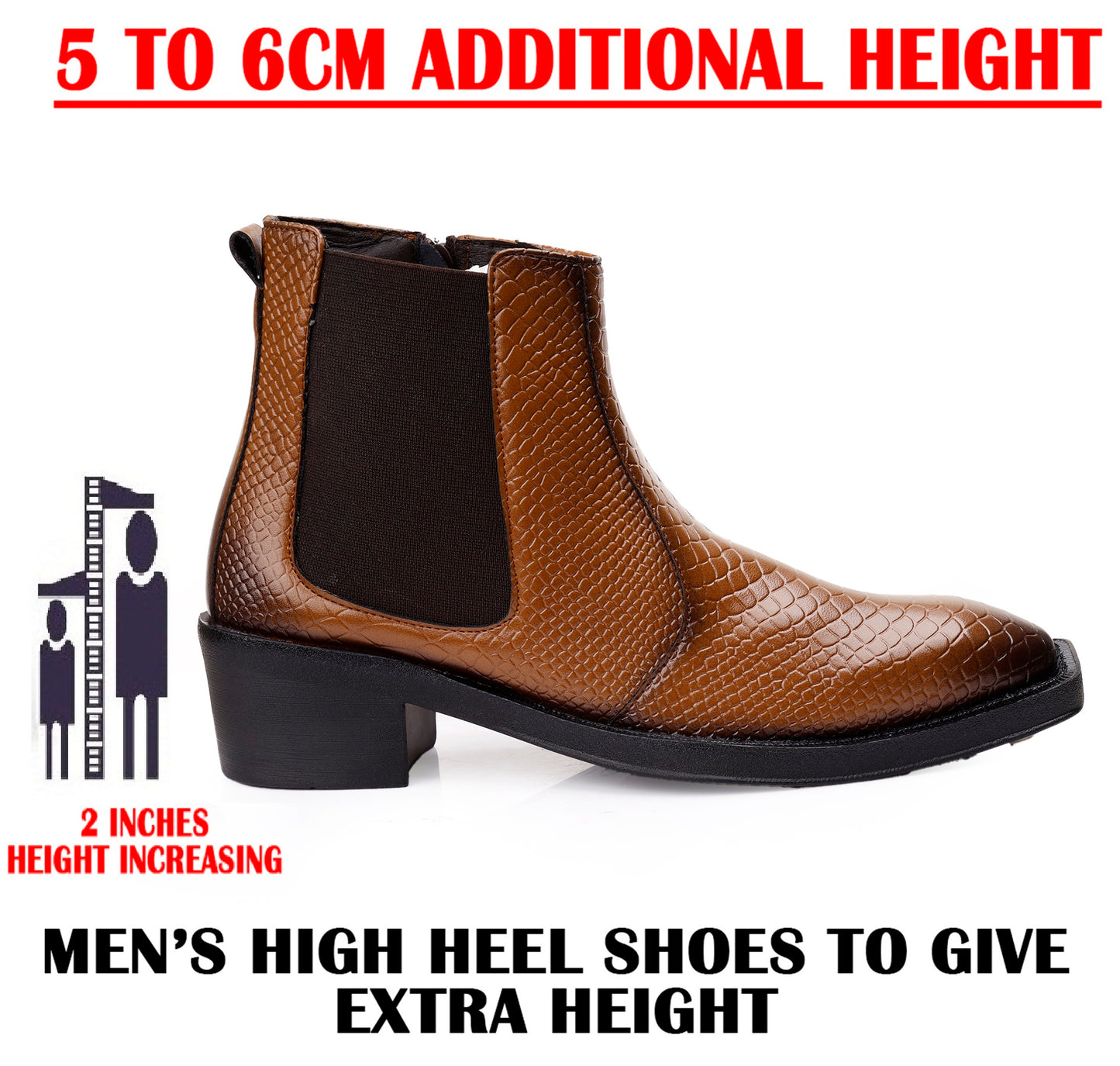 Men’s Stylish 2-Inch Height Boosting Ankle Boots