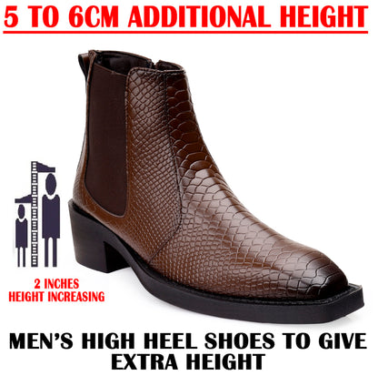 Men’s Stylish 2-Inch Height Boosting Ankle Boots