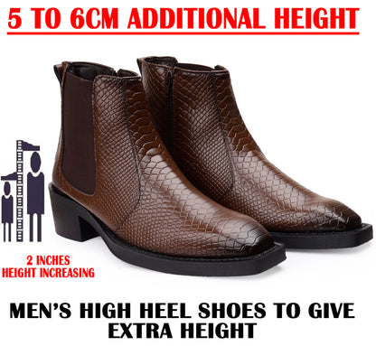 Men’s Stylish 2-Inch Height Boosting Ankle Boots