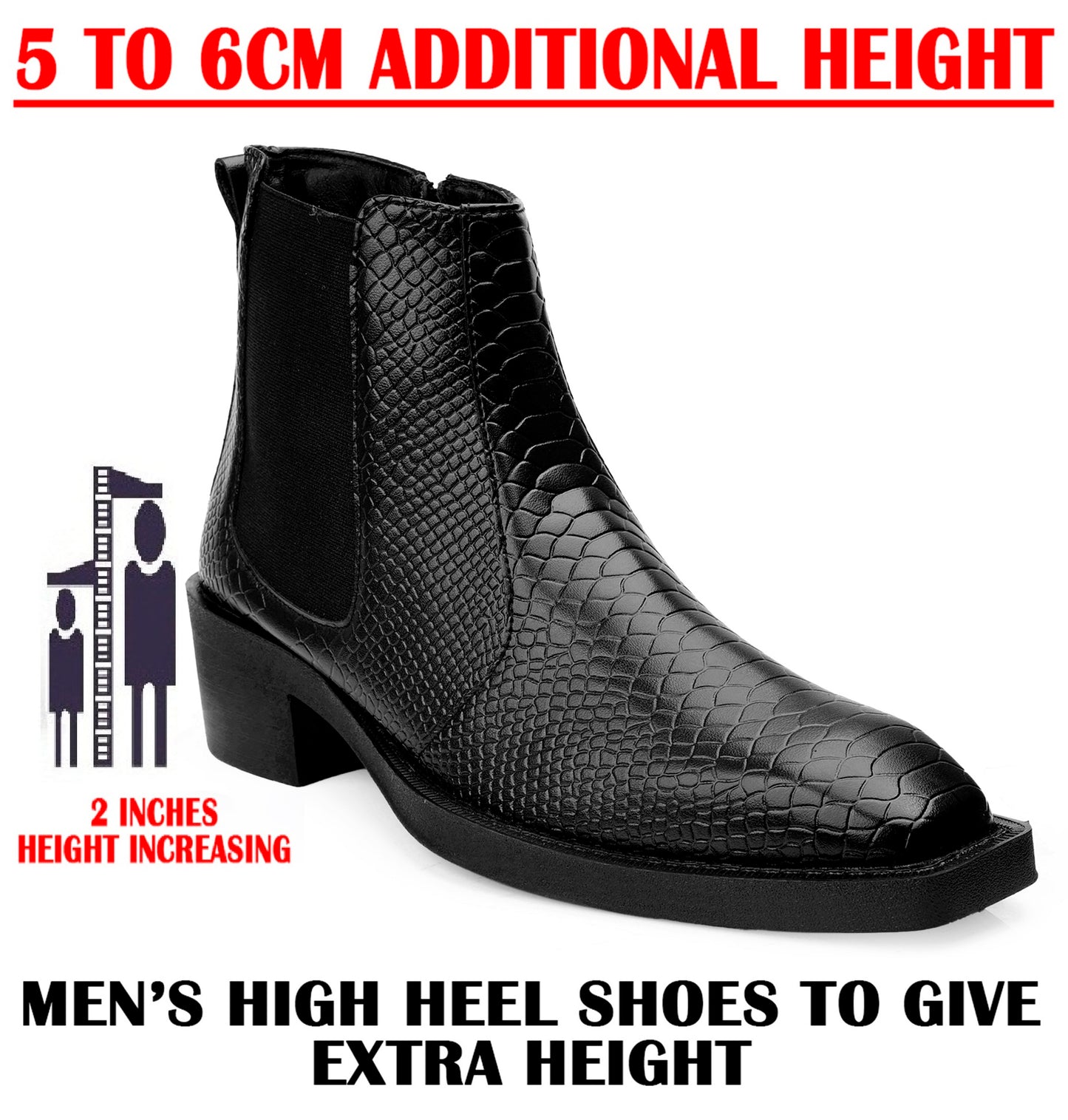Men’s Stylish 2-Inch Height Boosting Ankle Boots