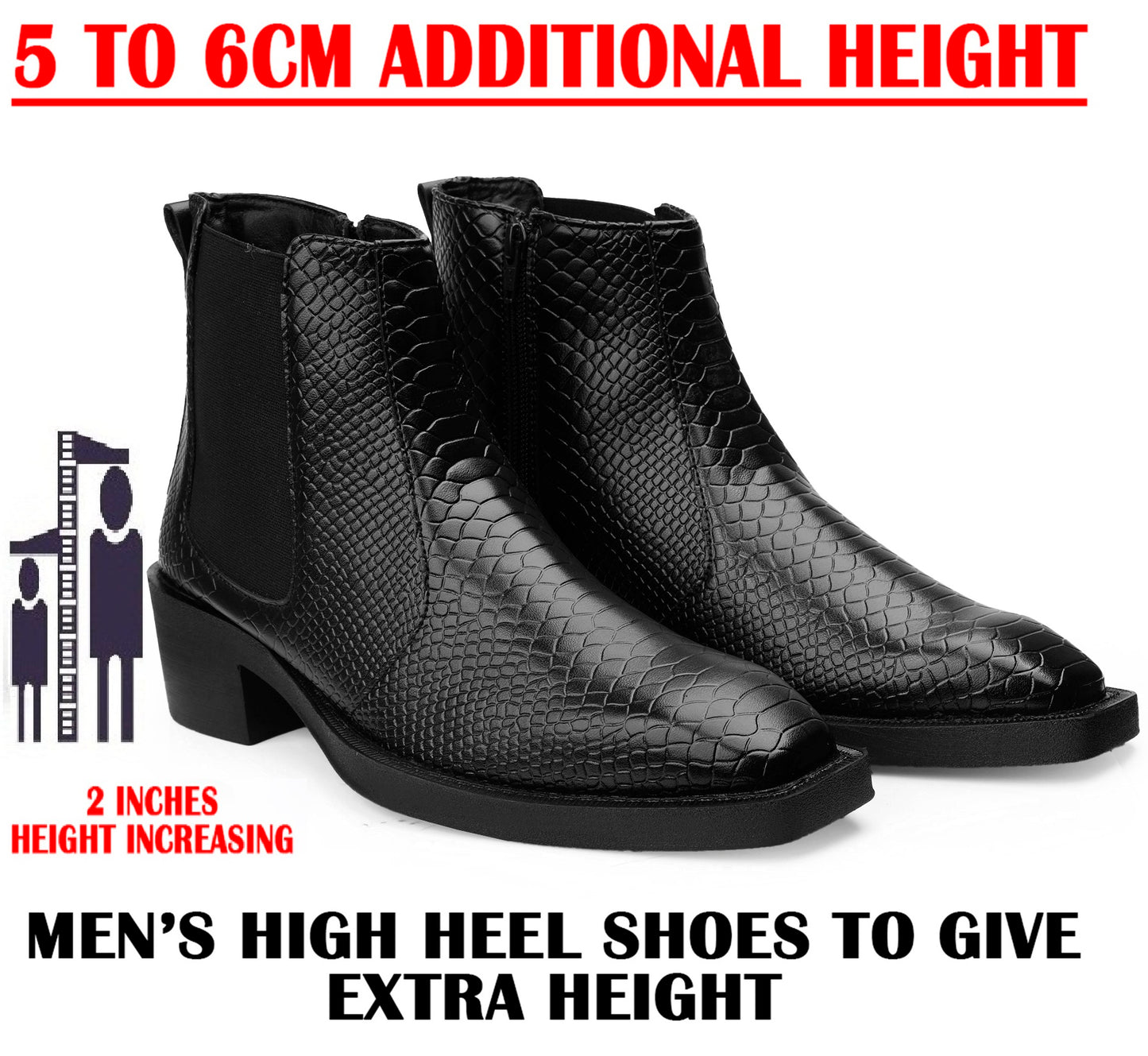 Men’s Stylish 2-Inch Height Boosting Ankle Boots
