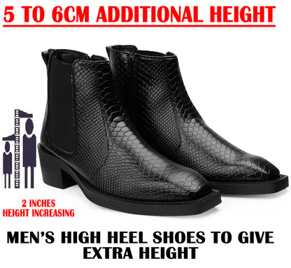 Men’s Stylish 2-Inch Height Boosting Ankle Boots