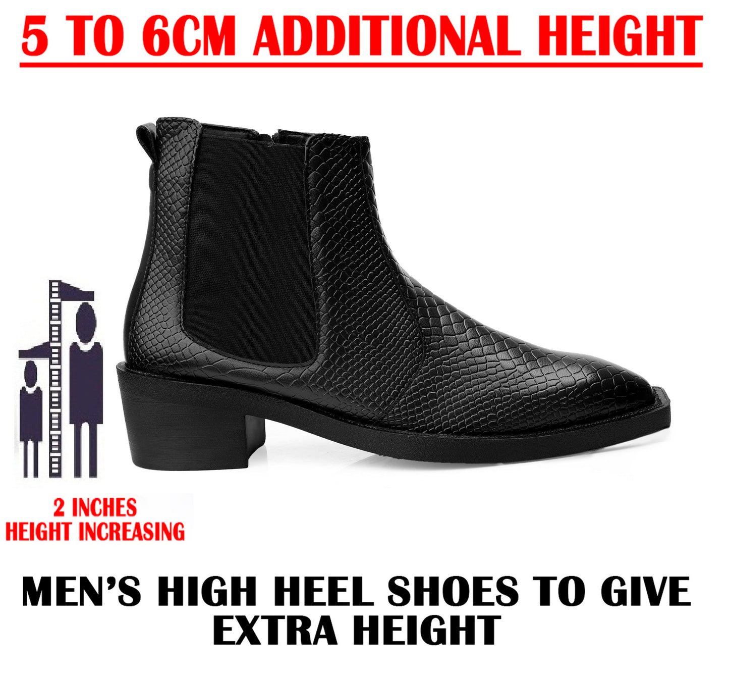 Men’s Stylish 2-Inch Height Boosting Ankle Boots