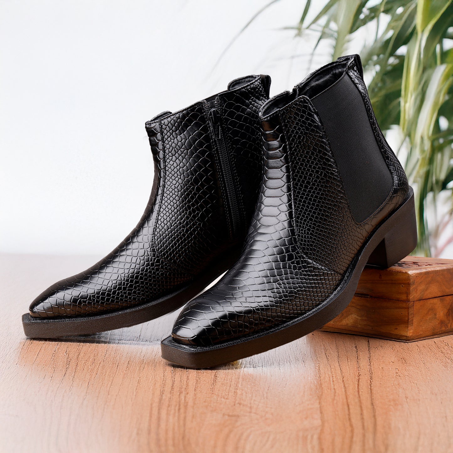 Men’s Stylish 2-Inch Height Boosting Ankle Boots