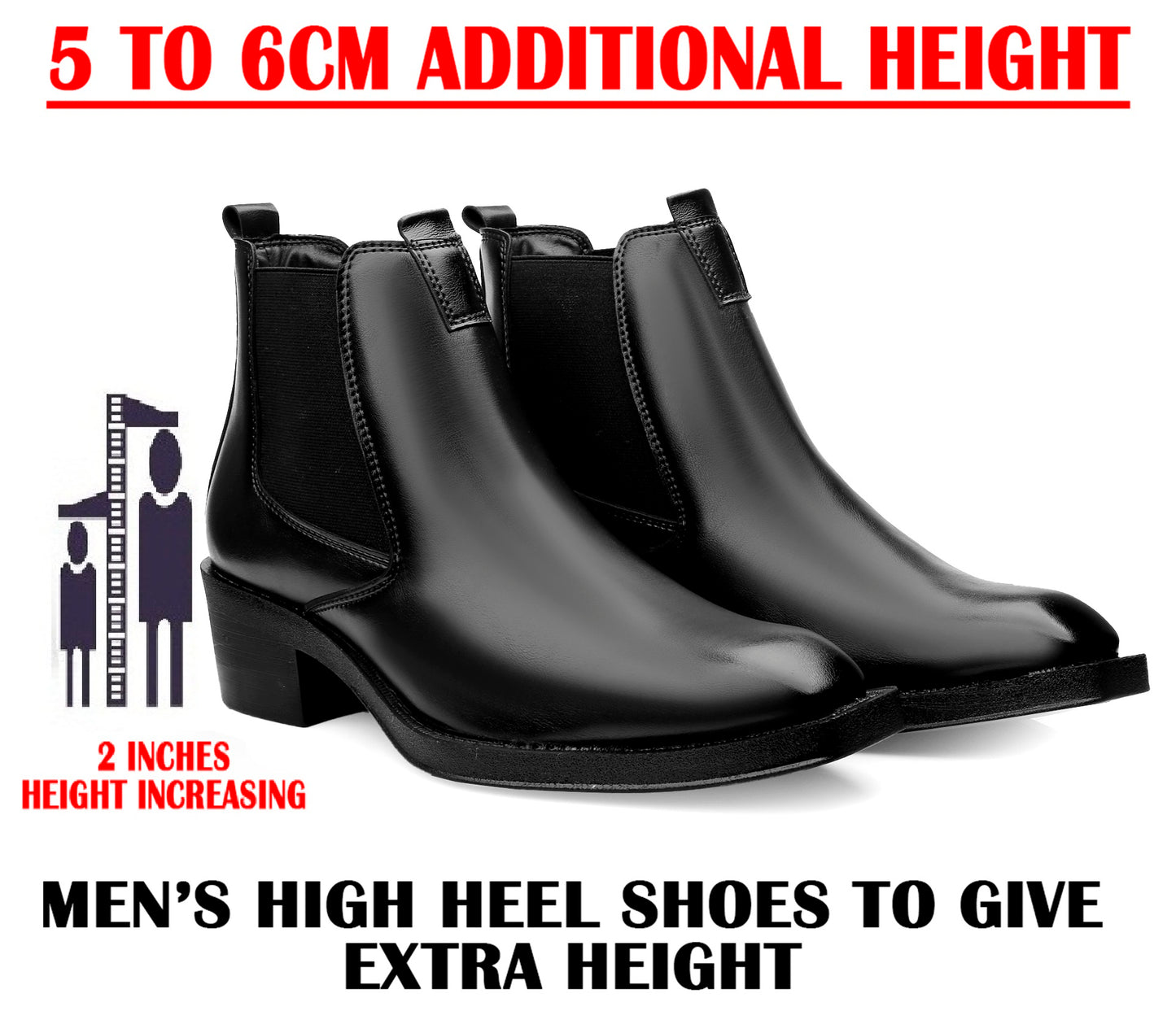 Men’s Elevated Style Boots – 2 Inches Rise, Premium Finish