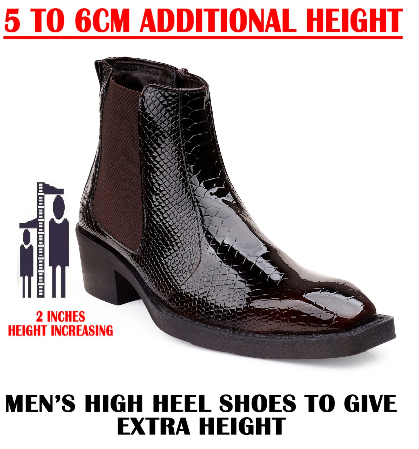 Men’s Elevator Boots – 2 inches Height Lift, Stylish & Comfortable