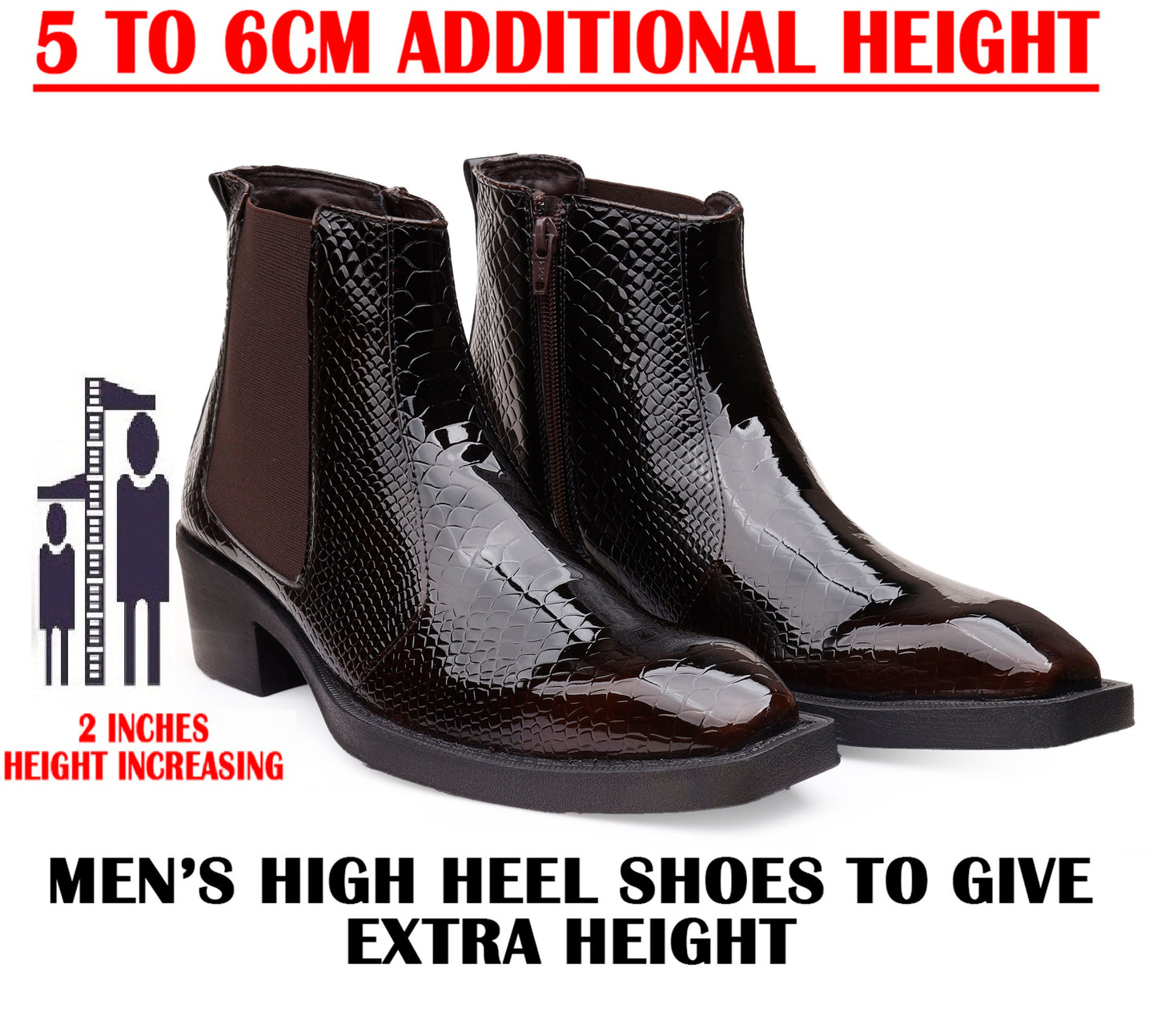 Men’s Elevator Boots – 2 inches Height Lift, Stylish & Comfortable
