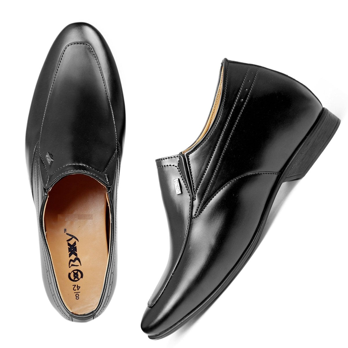 BXXY 9 cm (3.5 Inch) Hidden Height Increasing Faux Leather Material Slip-on Formal Shoes