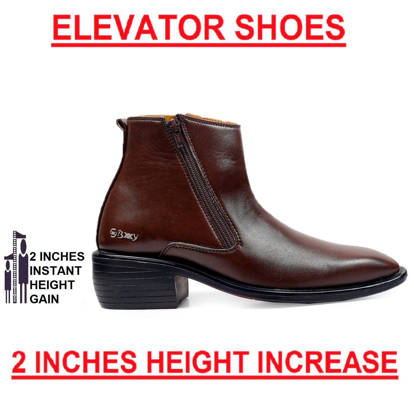 Men's Office Wear Formal Height Increasing Zipper Slip-on Ankle Boots