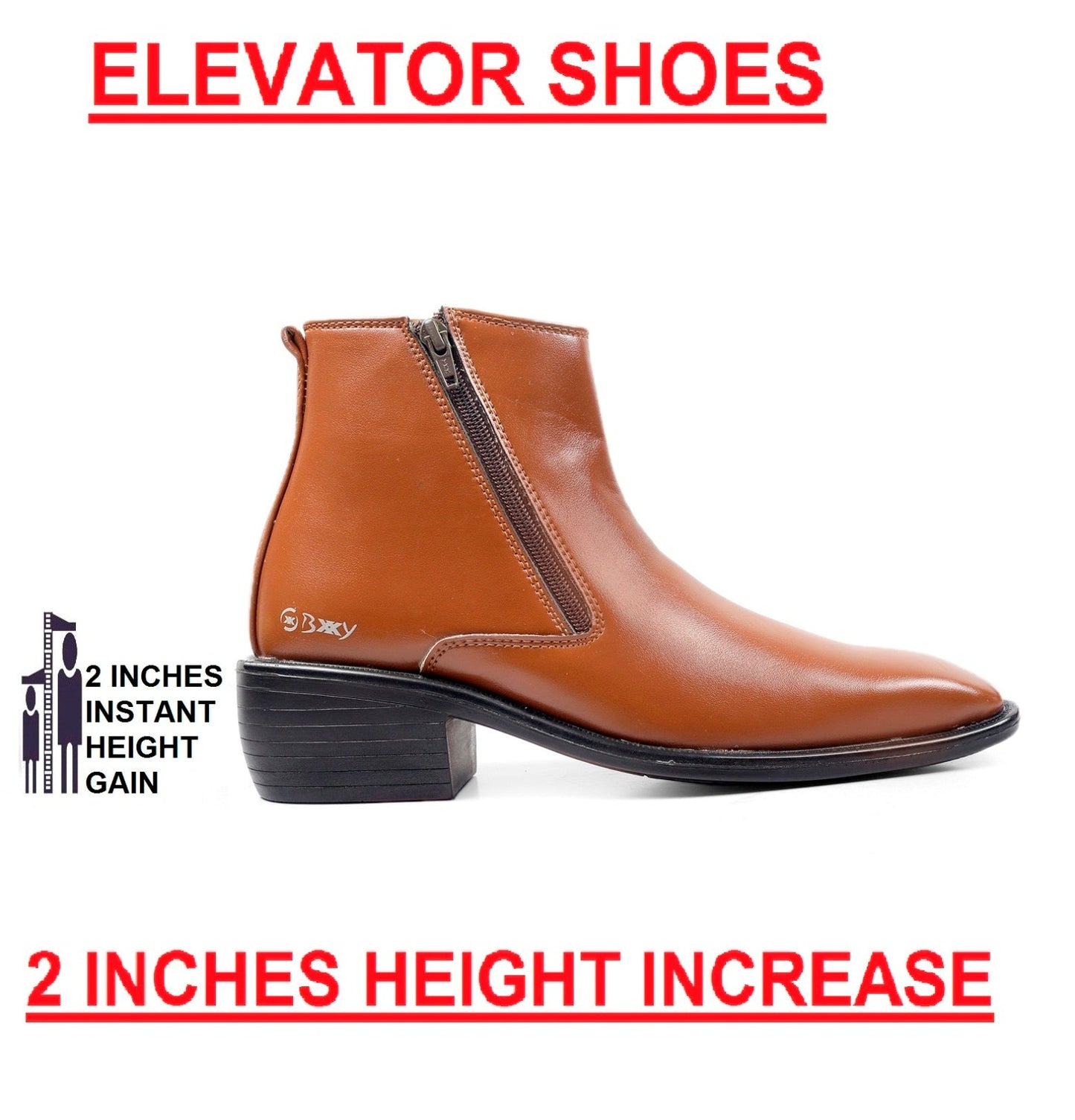 Men's Office Wear Formal Height Increasing Zipper Slip-on Ankle Boots