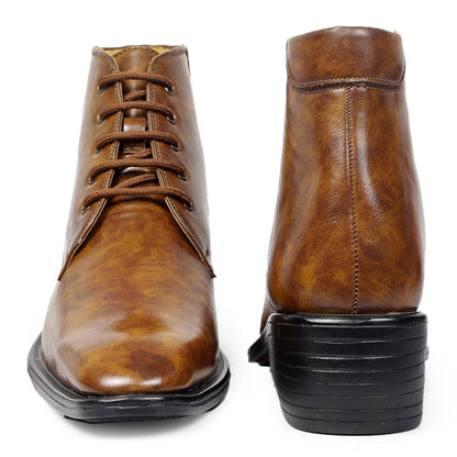 Men's Formal Height Increasing Derby Lace-up Ankle Boots