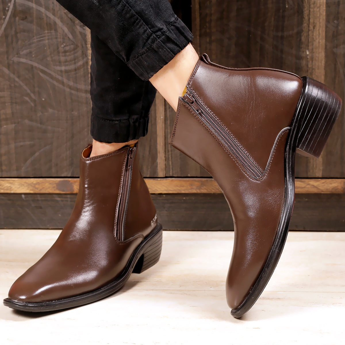 Men's Office Wear Formal Height Increasing Zipper Slip-on Ankle Boots