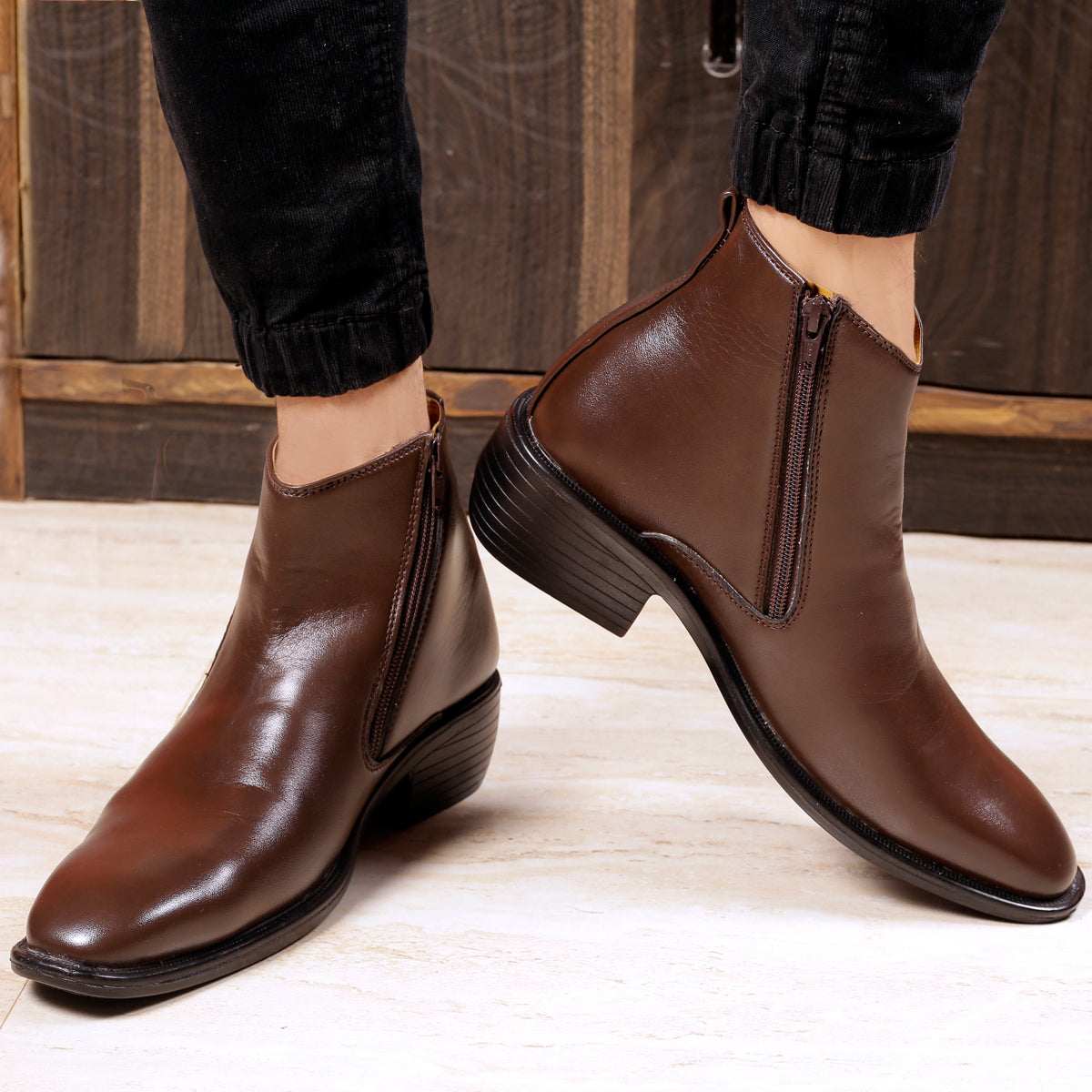 Men's Office Wear Formal Zipper Height Increasing Ankle Boots