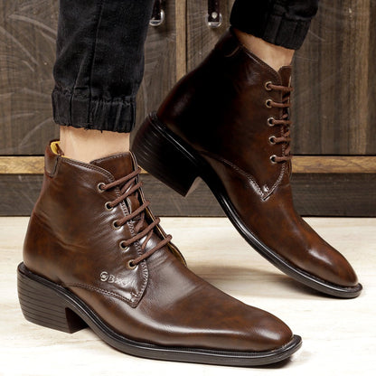 Men's Formal Height Increasing Derby Lace-up Ankle Boots