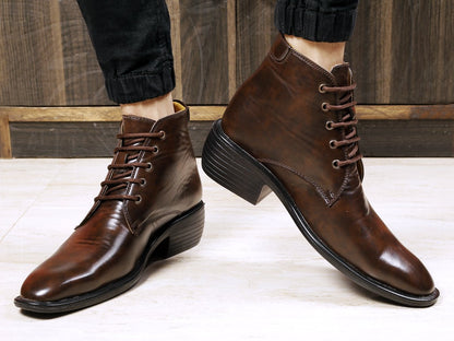 Men's Formal Height Increasing Derby Lace-up Ankle Boots