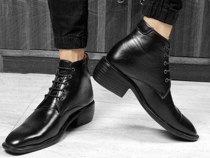 Men's Formal Height Increasing Derby Lace-up Ankle Boots