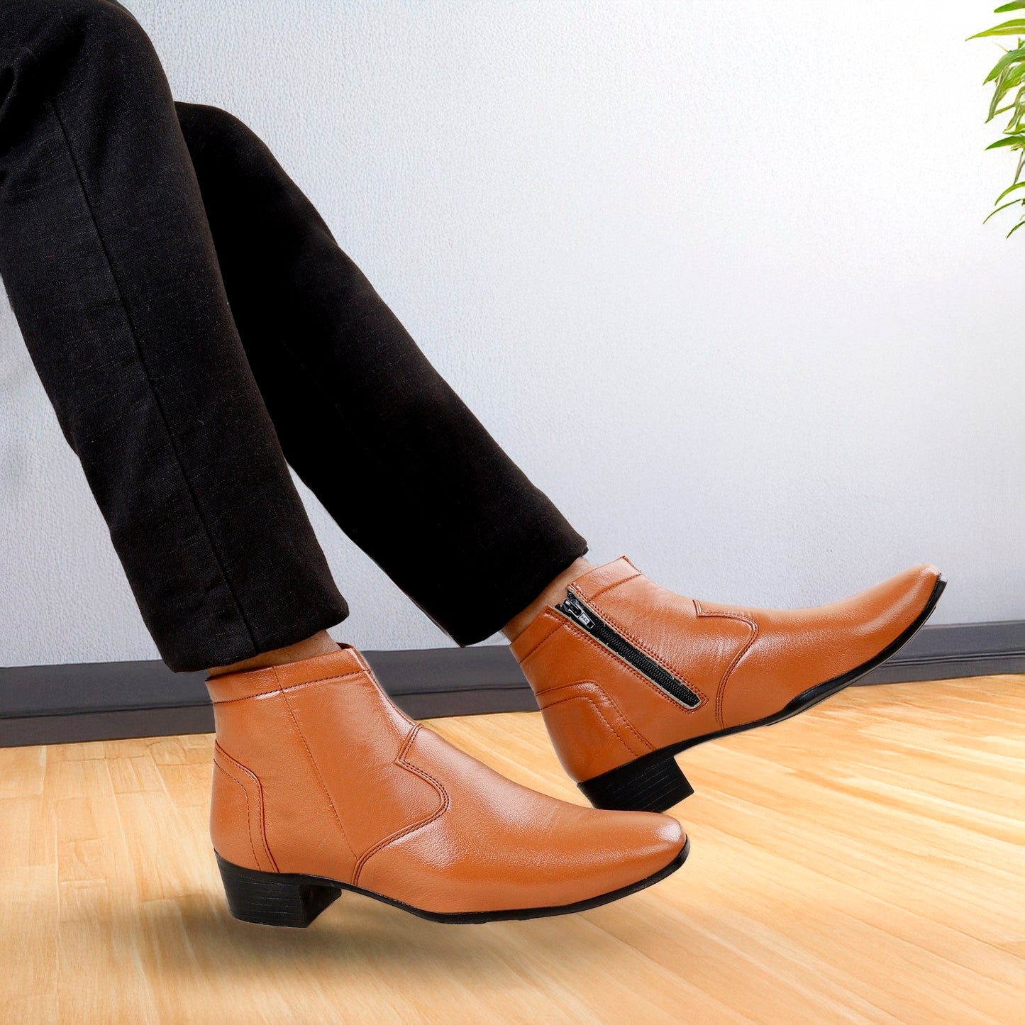 Men’s Sleek Formal Boots with Side Zipper Closure