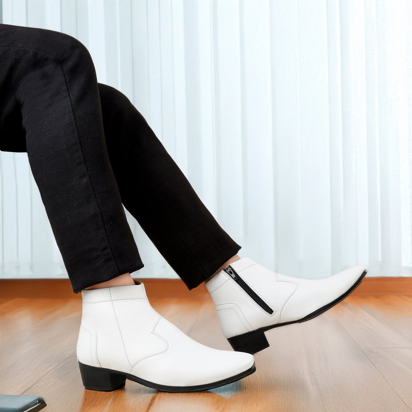 Men’s Sleek Formal Boots with Side Zipper Closure