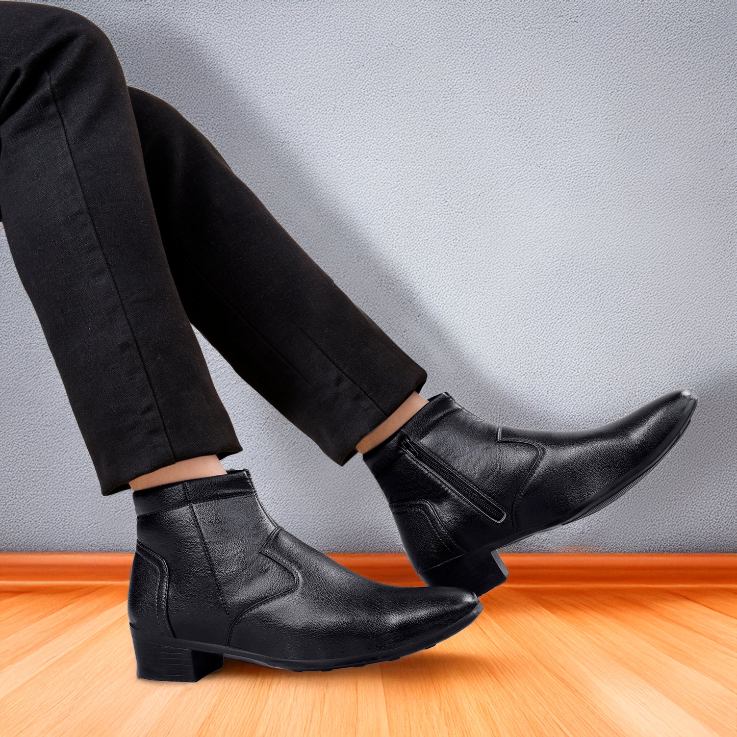 Men’s Sleek Formal Boots with Side Zipper Closure