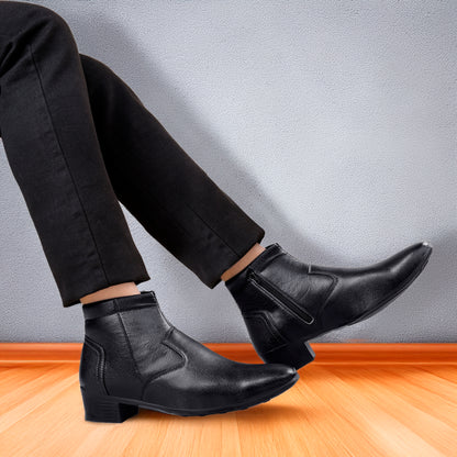 Men’s Sleek Formal Boots with Side Zipper Closure