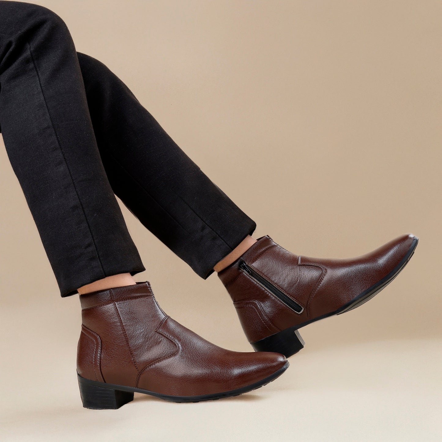 Men’s Sleek Formal Boots with Side Zipper Closure