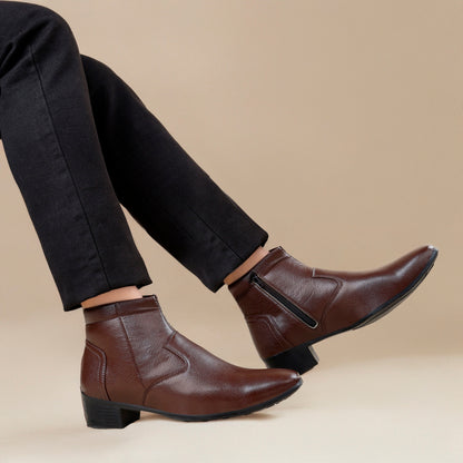 Men’s Sleek Formal Boots with Side Zipper Closure