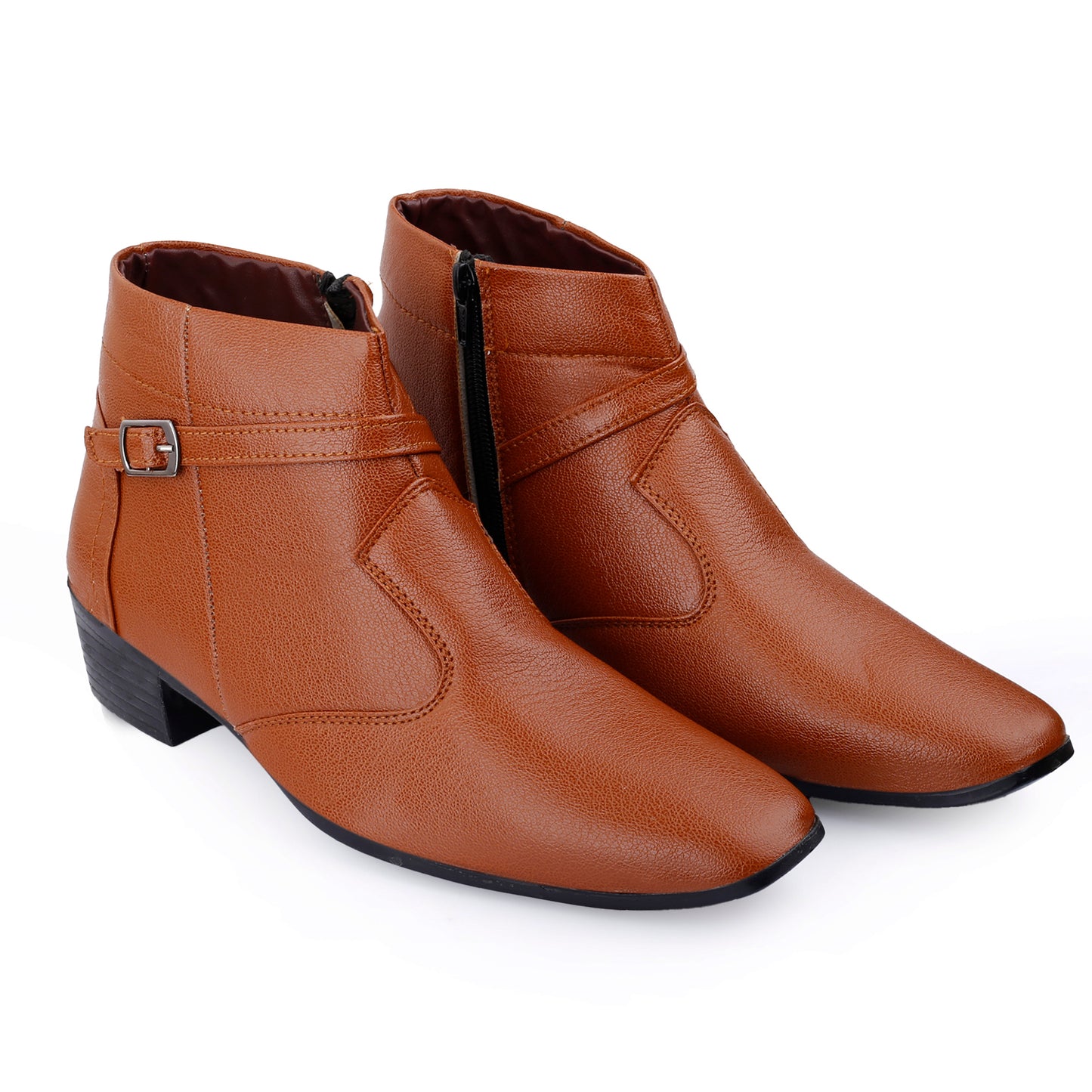 BXXY 2 Inches Height Increasing Ankle Zipper Boots For Men