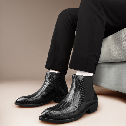 Men’s Designer-Inspired Croc Texture Chelsea Boots-Iconic Style Meets Comfort