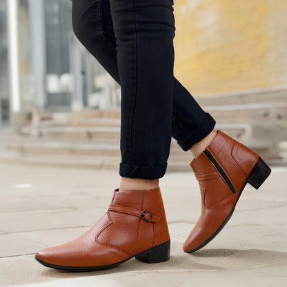 BXXY 2 Inches Height Increasing Ankle Zipper Boots For Men