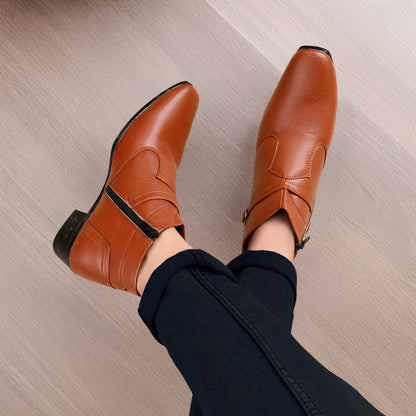BXXY 2 Inches Height Increasing Ankle Zipper Boots For Men
