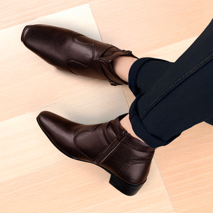 BXXY 2 Inches Height Increasing Ankle Zipper Boots For Men