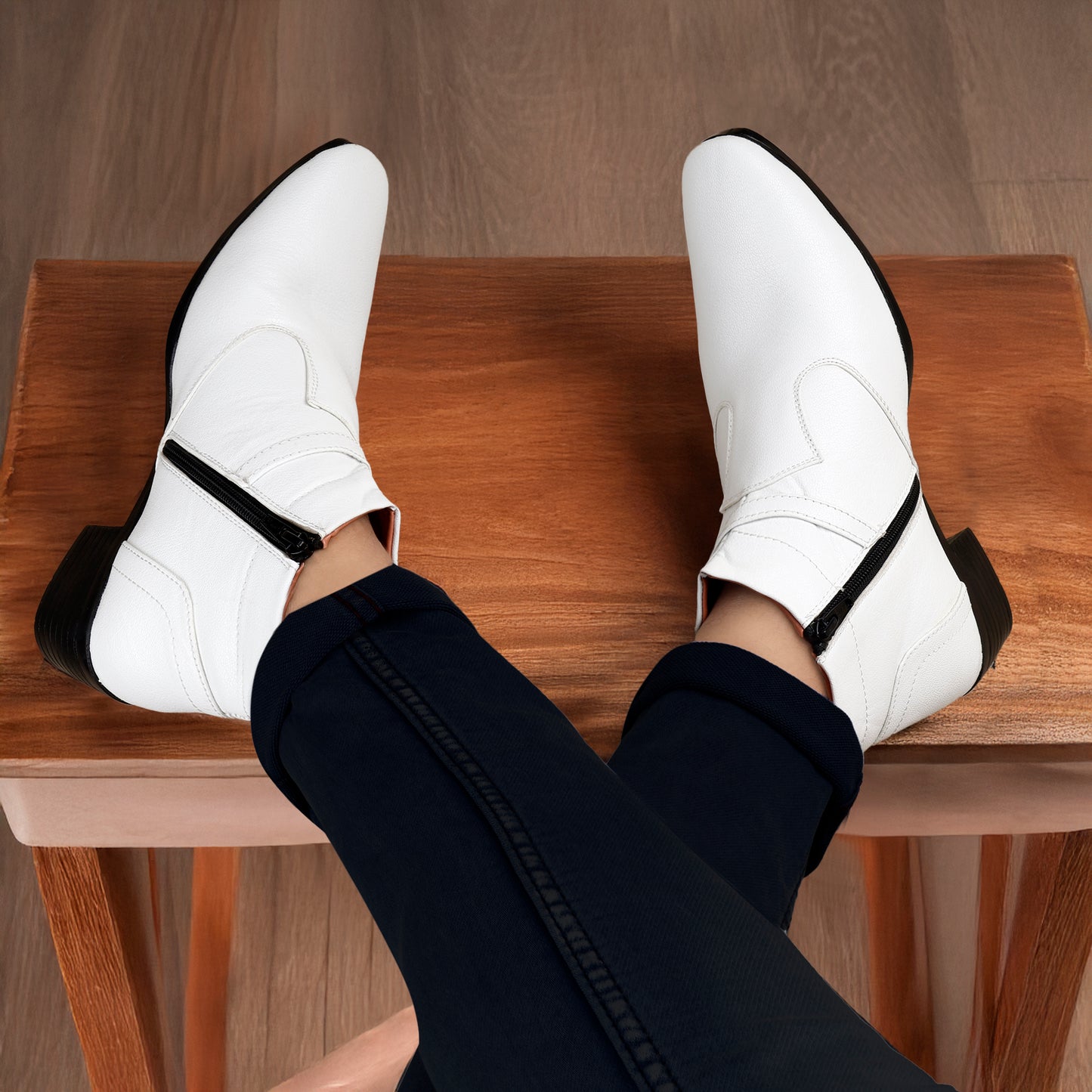 BXXY 2 Inches Height Increasing Ankle Zipper Boots For Men