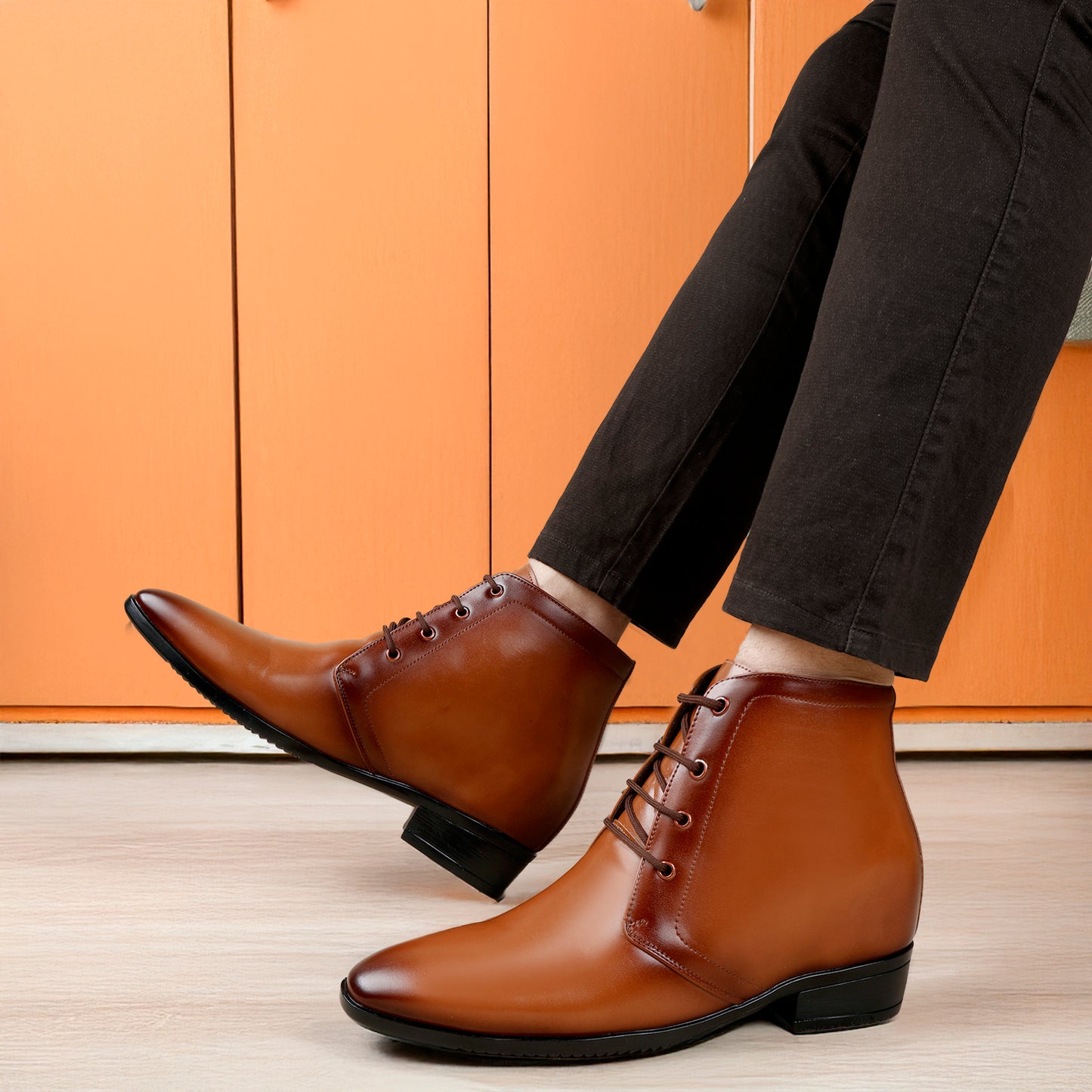Elegant Lace-Up Elevator Boots – 3.5 Inch Height Boost