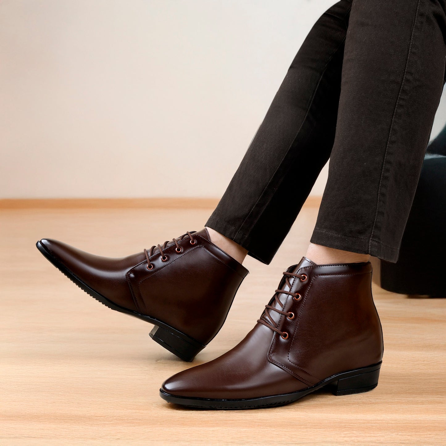 Elegant Lace-Up Elevator Boots – 3.5 Inch Height Boost