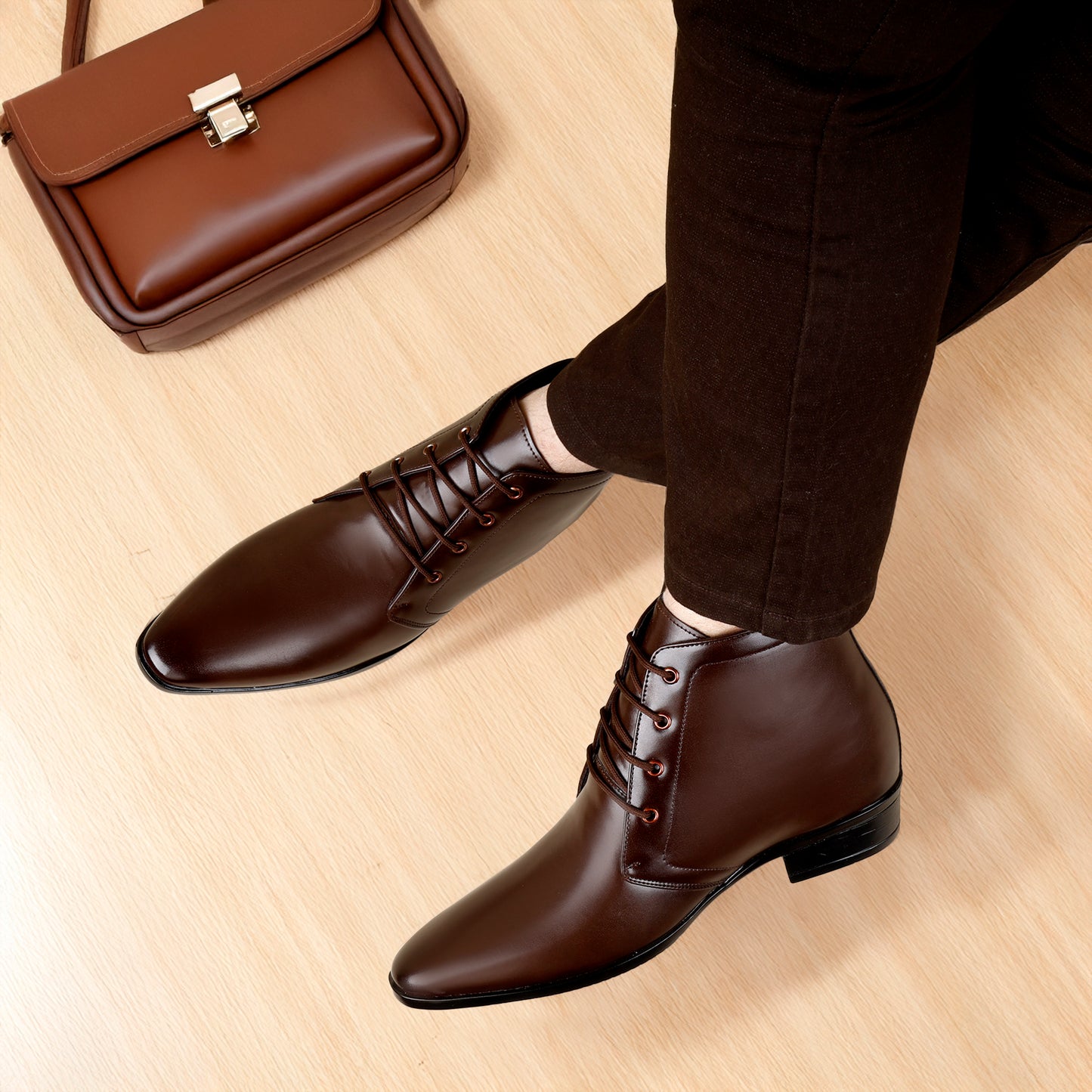 Elegant Lace-Up Elevator Boots – 3.5 Inch Height Boost