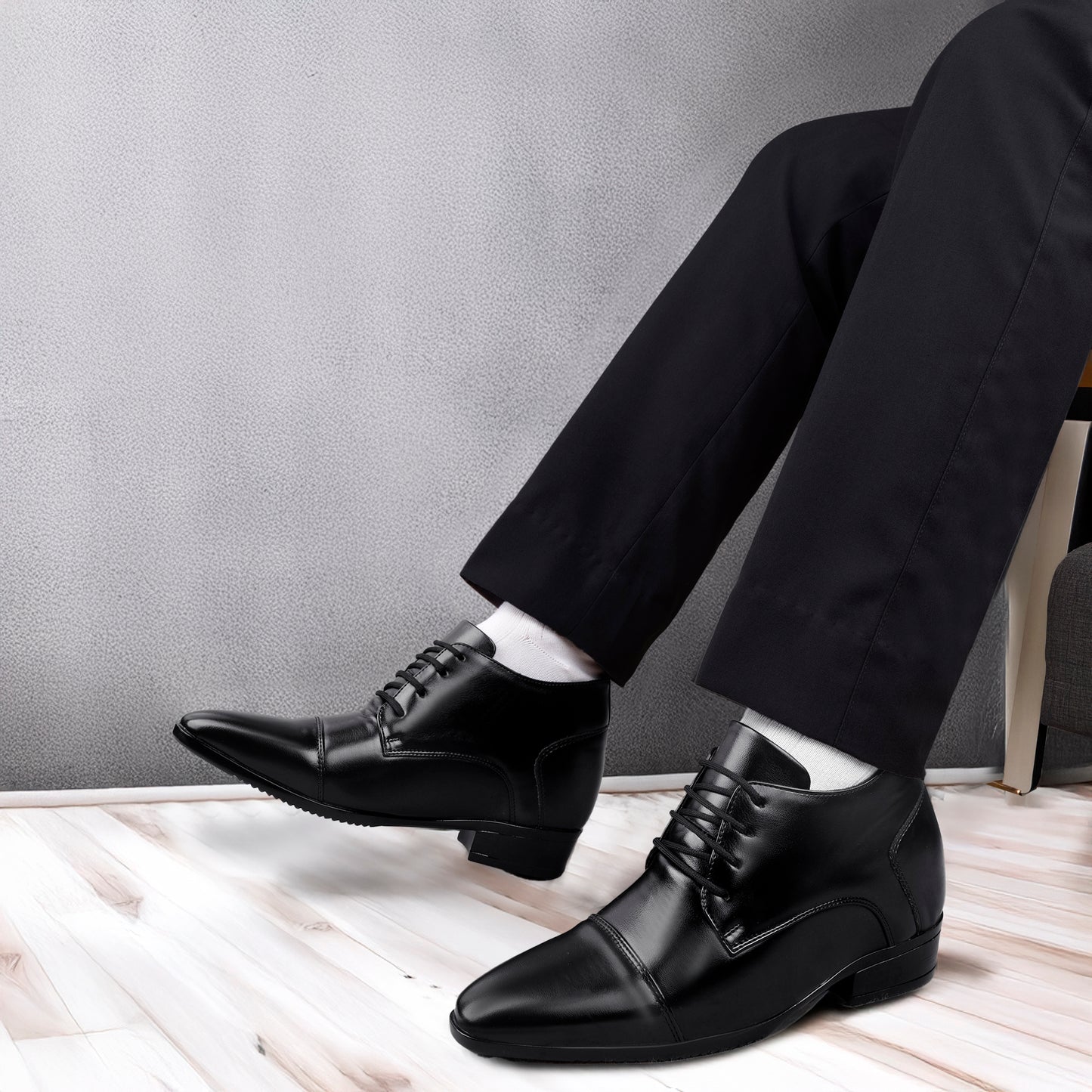 Men's 9cm Hidden Heel Height Increasing Shoes – Classic Formal Office Wear