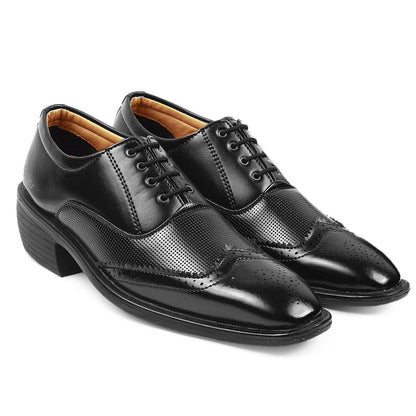 Men's Stylish Full Brogue Height Increasing Lace-up Shoes