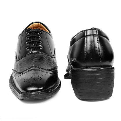 Men's Stylish Full Brogue Height Increasing Lace-up Shoes