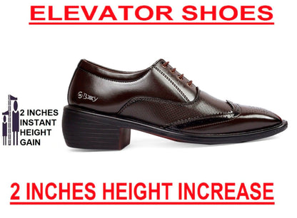 Men's Stylish Full Brogue Height Increasing Lace-up Shoes