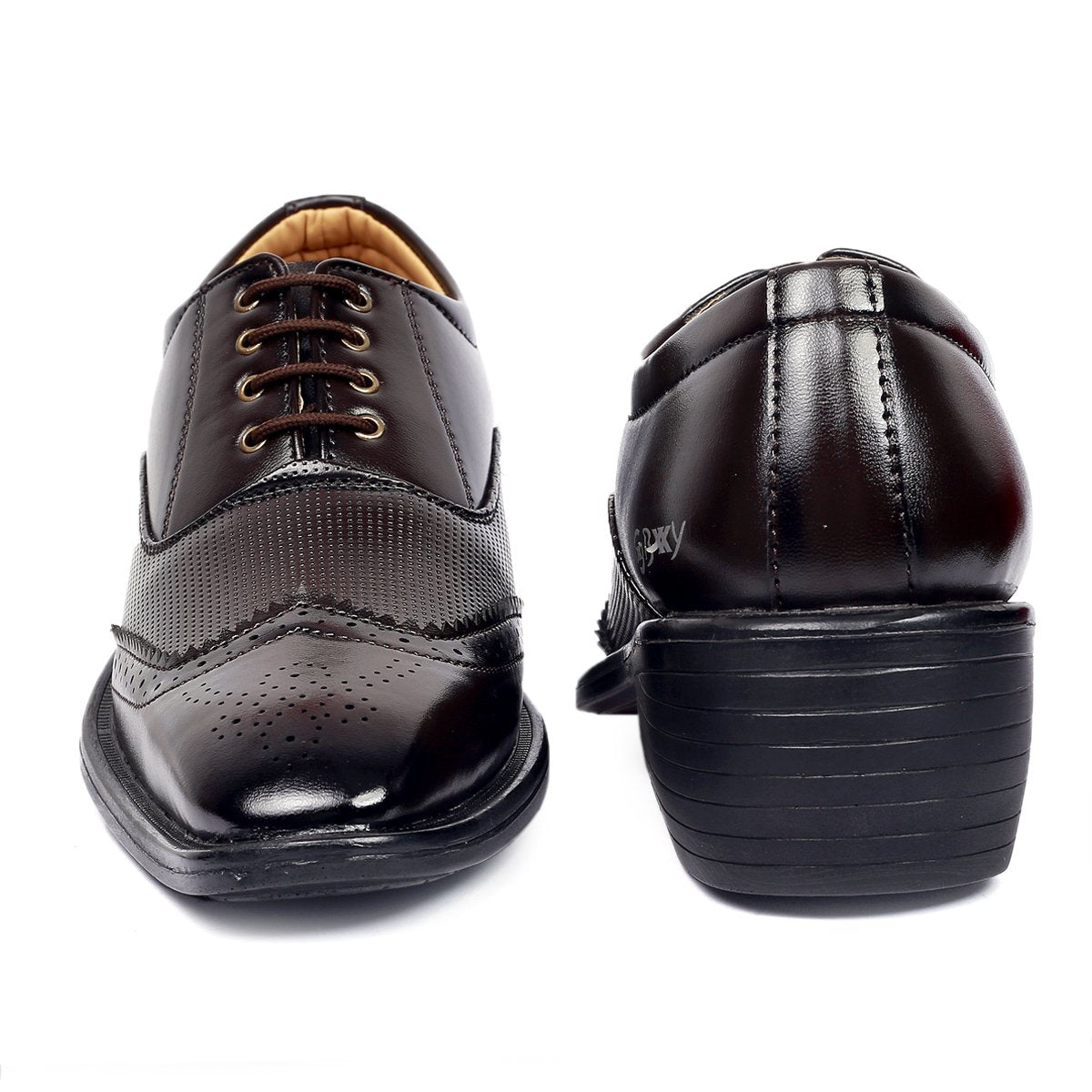 Men's Stylish Full Brogue Height Increasing Lace-up Shoes