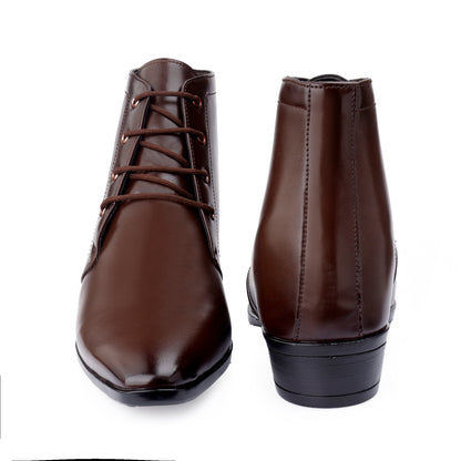 Men's Formal Lace-Up Boots with 3.5 Inch Hidden Height Increase