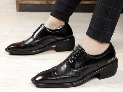 Men's Stylish Full Brogue Height Increasing Lace-up Shoes