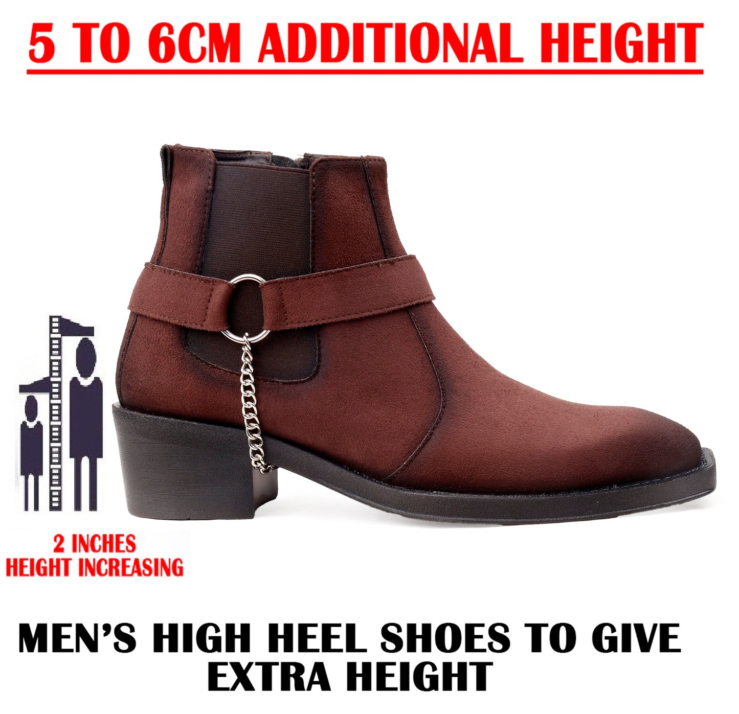 Men’s 5–6 CM Height Boosting Premium Elevator Boots