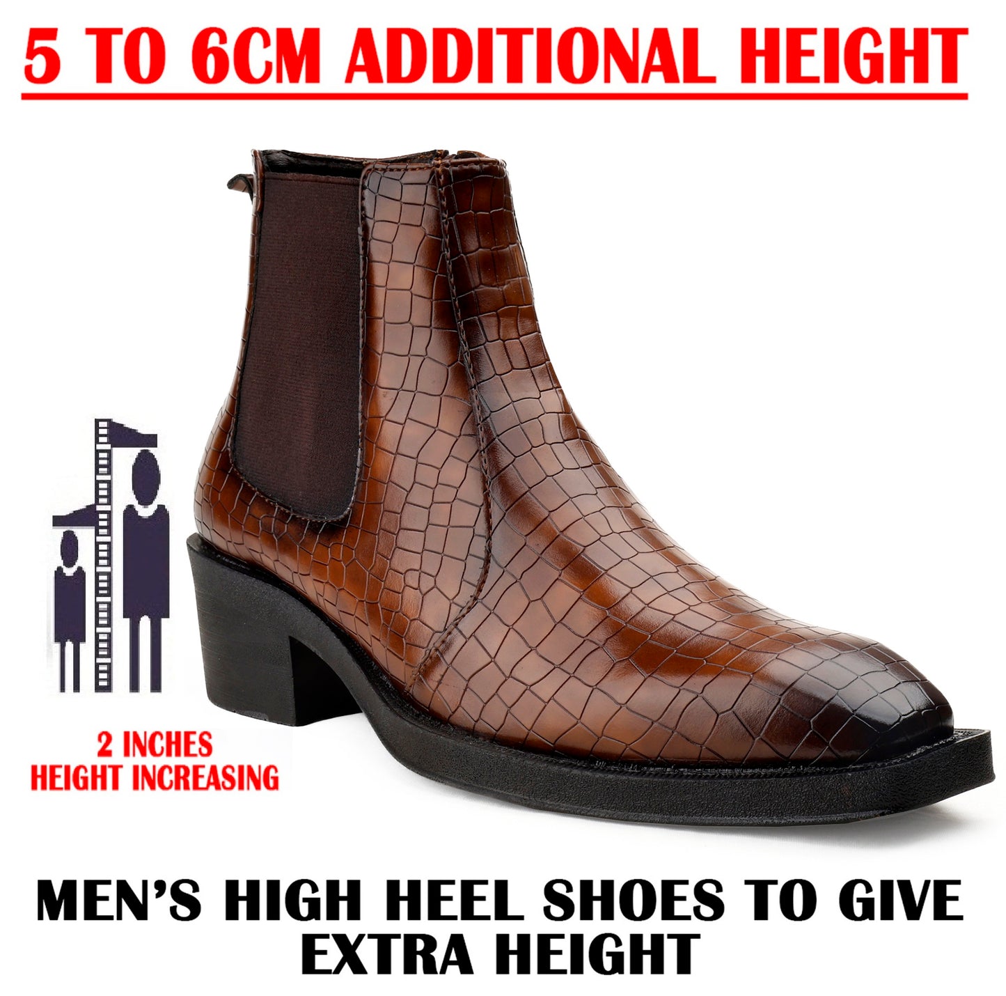 Men’s 2 Inch Heel Height Boots – Stylish Elevation with Comfort