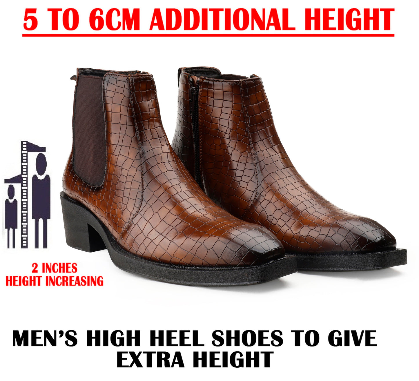 Men’s 2 Inch Heel Height Boots – Stylish Elevation with Comfort