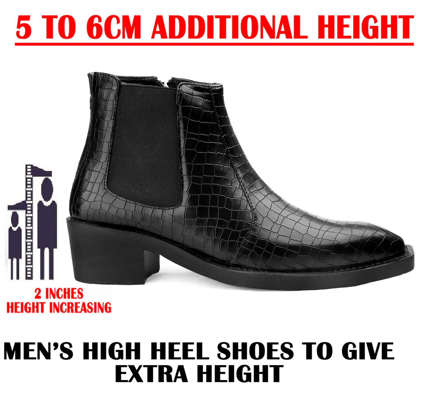 Men’s 2 Inch Heel Height Boots – Stylish Elevation with Comfort