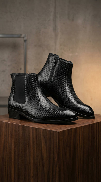 Men’s Designer-Inspired Croc Texture Chelsea Boots-Iconic Style Meets Comfort