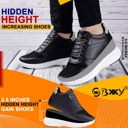 Bxxy Men's 3.5 Inch Hidden Height Increasing Elevator Casual Lace-up Outdoor Sneaker Boot