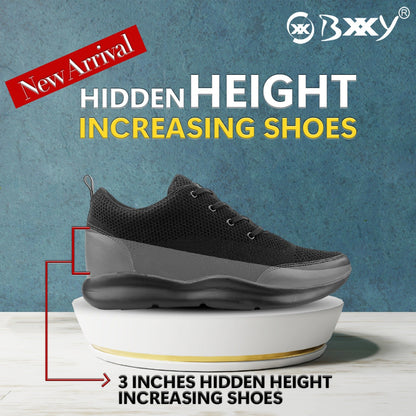 Bxxy Men's 3 Inch Hidden Height Increasing Stylish Casual Sports Lace-Up Shoes